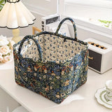 Loea | Country Style Floral Canvas Storage Basket for Clothing, Accessories and Bedroom Use