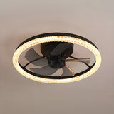 Luno | Crystal Ceiling Fan with LED Light, 6-Speed DC Motor and Dual Layer Design for Living Room and Bedroom