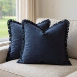 Molven | Cushion Covers Cotton Linen Frill Decorative Pillow Covers for Sofa Living Room and Bedroom