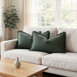 Molven | Cushion Covers Cotton Linen Frill Decorative Pillow Covers for Sofa Living Room and Bedroom