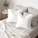 Molven | Cushion Covers Cotton Linen Frill Decorative Pillow Covers for Sofa Living Room and Bedroom