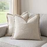 Molven | Cushion Covers Cotton Linen Frill Decorative Pillow Covers for Sofa Living Room and Bedroom