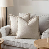 Molven | Cushion Covers Cotton Linen Frill Decorative Pillow Covers for Sofa Living Room and Bedroom