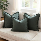 Molven | Cushion Covers Cotton Linen Frill Decorative Pillow Covers for Sofa Living Room and Bedroom
