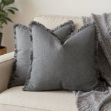 Molven | Cushion Covers Cotton Linen Frill Decorative Pillow Covers for Sofa Living Room and Bedroom