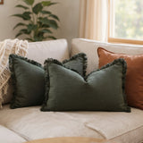 Molven | Cushion Covers Cotton Linen Frill Decorative Pillow Covers for Sofa Living Room and Bedroom