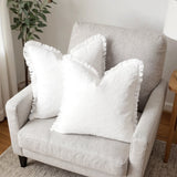 Molven | Cushion Covers Cotton Linen Frill Decorative Pillow Covers for Sofa Living Room and Bedroom