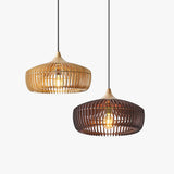Vireye | Nordic Japanese Wooden Pendant Light with Dome Design for Living Rooms and Dining Areas