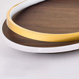 Calira | Modern Walnut & Gold Flush Ceiling Light with Integrated LED for Living Rooms & Bedrooms