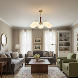 Velmirae | Brass & Wooden Persimmon Chandelier for Elegant Living Rooms