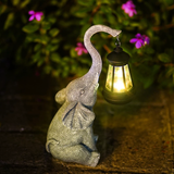 Celinea | Solar Elephant Garden Lamp with Warm White LED and Stone-Effect Finish for Patio and Garden