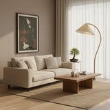 Lumira | Scandinavian Floor Lamp with Beech Wood and Linen Shade