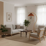 Lumira | Scandinavian Floor Lamp with Beech Wood and Linen Shade