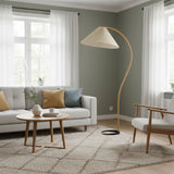 Lumira | Scandinavian Floor Lamp with Beech Wood and Linen Shade