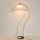 Lumira | Scandinavian Floor Lamp with Beech Wood and Linen Shade