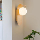 Lumirae | Modern Wood Effect Wall Light with Frosted Globe for Bathroom and Bedroom Lighting