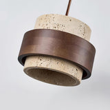 Arluna | Travertine Pendant Light with Walnut Wood Detail for Modern Ambient Lighting