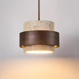Arluna | Travertine Pendant Light with Walnut Wood Detail for Modern Ambient Lighting