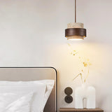 Arluna | Travertine Pendant Light with Walnut Wood Detail for Modern Ambient Lighting