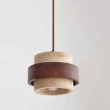 Arluna | Travertine Pendant Light with Walnut Wood Detail for Modern Ambient Lighting