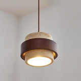 Arluna | Travertine Pendant Light with Walnut Wood Detail for Modern Ambient Lighting