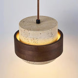 Arluna | Travertine Pendant Light with Walnut Wood Detail for Modern Ambient Lighting