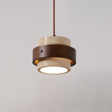Arluna | Travertine Pendant Light with Walnut Wood Detail for Modern Ambient Lighting
