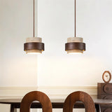 Arluna | Travertine Pendant Light with Walnut Wood Detail for Modern Ambient Lighting