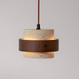 Arluna | Travertine Pendant Light with Walnut Wood Detail for Modern Ambient Lighting
