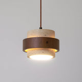 Arluna | Travertine Pendant Light with Walnut Wood Detail for Modern Ambient Lighting