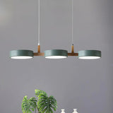 Moryn | Nordic Pendant Light with Multiple Cylinder Shades in Iron and Wood for Dining Rooms