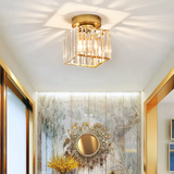 Talrex | Modern Black Flush Mount Ceiling Light with Crystal Shade for Hallway and Living Room
