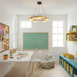 Zerani | Bird Design Round Chandelier with Wooden Frame and Integrated LED Lighting