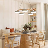 Zerani | Bird Design Round Chandelier with Wooden Frame and Integrated LED Lighting