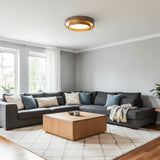 Orlani | Modern Walnut Ceiling Light with Wood-Effect Finish and Integrated LED for Living Room & Bedroom