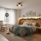 Sorevi | Minimalist Walnut & Gold Ceiling Light with Integrated LED for Modern Interiors