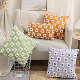 Zelric | Embroidered Daisy Cushion Cover for Sofa and Bed Decor