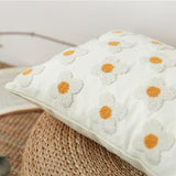 Zelric | Embroidered Daisy Cushion Cover for Sofa and Bed Decor
