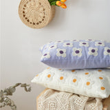 Zelric | Embroidered Daisy Cushion Cover for Sofa and Bed Decor
