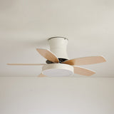 Nerik | Scandinavian Ceiling Fan with Wooden Blades, Tri-Colour LED and Remote Control for Living Room and Bedroom