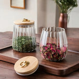 Velune | Glass Tea Storage Jar with Wooden Lid Airtight Container