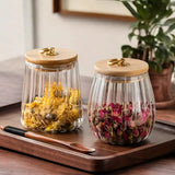 Velune | Glass Tea Storage Jar with Wooden Lid Airtight Container