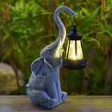 Celinea | Solar Elephant Garden Lamp with Warm White LED and Stone-Effect Finish for Patio and Garden