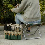 Tari | Garden Tool Set with Folding Stool and Carry Bag for Planting, Weeding and Outdoor Garden Use