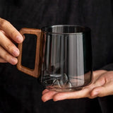 Veliont | Borosilicate Glass Mug with Wooden Handle 400ml Modern Design