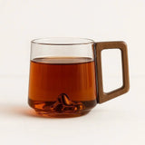 Veliont | Borosilicate Glass Mug with Wooden Handle 400ml Modern Design