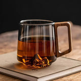 Veliont | Borosilicate Glass Mug with Wooden Handle 400ml Modern Design