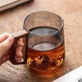 Veliont | Borosilicate Glass Mug with Wooden Handle 400ml Modern Design