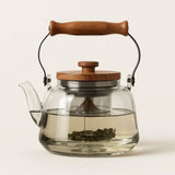 Qirex | Glass Teapot with Infuser and Wooden Handle 1000ml Heat Resistant