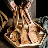 Bryneon | Premium Wooden Cooking Utensils Set 5 Piece for Non-Sticking Cooking